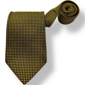 Charvet Paris Yellow Blue Check Silk Designer Neck Tie Made in France